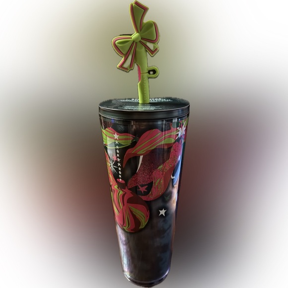 Starbucks Christmas Green Gift Wrap Ribbon &
Ornaments Straw Topper Tumbler. NWT - Picture 1 of 8